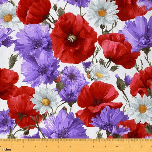 Vista 40 de Feelyou Tela de Flores Groovy por Yarda 1 Yarda Niños Retro Floral Boho Tela de Tapicería para Sillas para Niños Niñas Adolescentes Años 70 Hippie