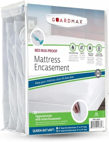 Vista 71 de Protector de colchón Guardmax con cremallera funda contra insectos para cama 100% impermeable suave, hipoalergénico y transpirable