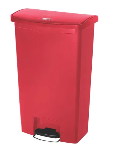 Vista 6 de Rubbermaid Commercial Products - Bote de basura Streamline Slim con pedal Papelera de plástico, 4 galones (15 litros), color rojo, con manos