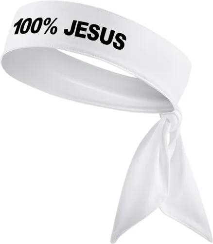 Vista 4 de 100% Jesús Sports Head Tie Diadema Fútbol Fútbol Blanco Negro Atletismo Fitness Stretch Sweatband Ninja Tie Bandana