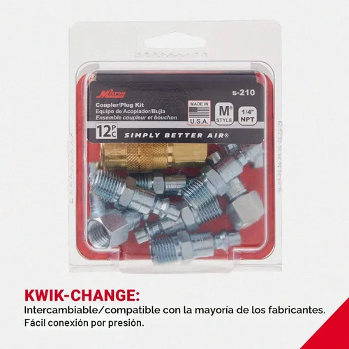 Vista 6 de Milton S-210 NPT kit acople y conector macho, NPT 1/4'' (12 unidades)