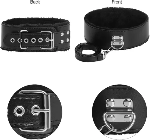 Vista 5 de Rbenxia 12 piezas de kits de restricciones BDSM Bondage para el sexo, esposas de fetiche, esposas de tobillo, collar, venda para los ojos, látigo