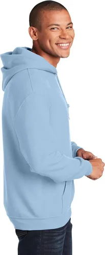 Vista 4 de Gildan Sudadera Heavy Blend5050 7.75 onzas con capucha (Estilo # 18500), Cobertura total, L, Azul claro