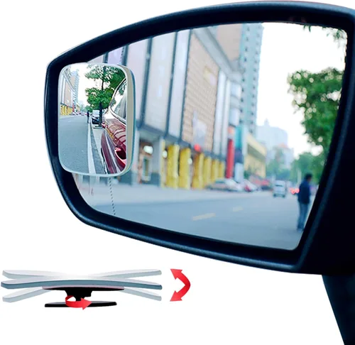 Vista 10 de Ampper Espejo de Punto Ciego en Forma de Abanico, Vidrio HD sin Marco Adhesivo Ajustable Convexo de Gran Angular Retrovisor Espejo para Automóvil