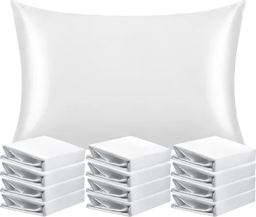 Vista 122 de NTBAY Paquete de 2 fundas de almohada estándar de satén para cabello y piel, lujosas y sedosas fundas de almohada con cierre de sobre, 20 x 26