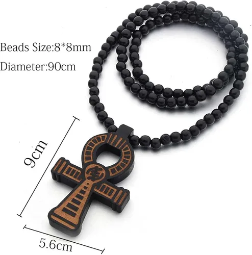 Vista 2 de Hiphop Woody Beads Ball Símbolo Hombre África Mapa Jesús Cruz Empaistic Colgante Collares para Mujeres Hombres Joyería Regalos