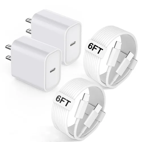 Vista 13 de Cargador para iPhone 16/15 de carga rápida, paquete de 20 W PD USB C cargador de pared rápido Bloque con cable de carga rápida USB C a C