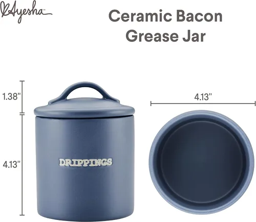 Vista 2 de Ayesha Curry Ceramics - Tarro de grasa de tocino, 21 onzas, ancla