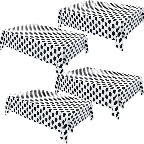 Vista 11 de Paquete de 2 decoraciones desechables para fiestas de fútbol, cumpleaños, manteles de plástico para fiestas temáticas de fútbol