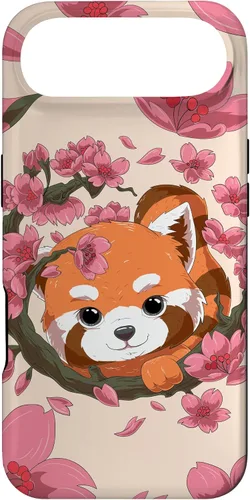 Vista 26 de Funda para iPhone 15 Pro Cute Red Panda y Sakura Cherry Blossom
