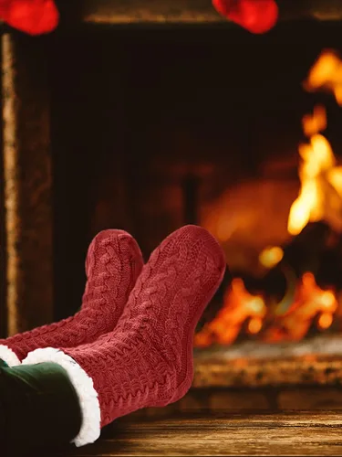 Vista 5 de 3 Pairs Women's Winter Slipper Socks Soft Warm Cozy Fuzzy Fleece-lined Slipper Socks