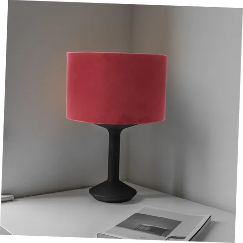 Vista 2 de Pantalla de tela artesanal para lámpara decorativa de terciopelo, para sala de estar