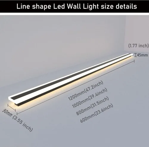 Vista 8 de Paquete de 2 lámparas LED modernas de pared de 23.6 pulgadas de largo, 18 W, impermeable, IP65, blanco cálido, 110 V, lámpara de pared rectangular