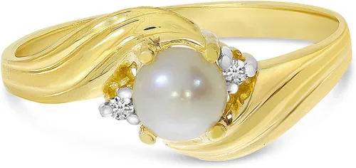 Vista 6 de Direct-Jewelry Anillo de diamantes y perlas cultivadas de agua dulce en oro amarillo de 10 quilates