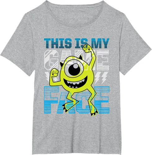 Vista 65 de Disney Pixar Monsters Inc. Mike Wazowski Game Face Camiseta Negro