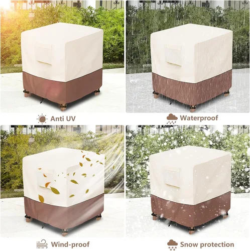Vista 6 de okcool Funda para Mesa Auxiliar de Mimbre de Patio, Impermeable, Cuadrada, Funda para Mesa Auxiliar Pequeña de Patio, Adecuada para Mesa Auxiliar