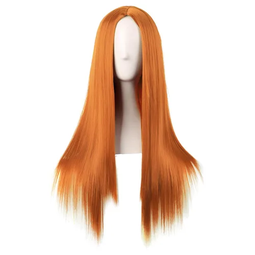 Vista 11 de MapofBeauty - Peluca sintética larga especial para mujer, de 28 pulgadas (70 cm), cabello lacio, color negro