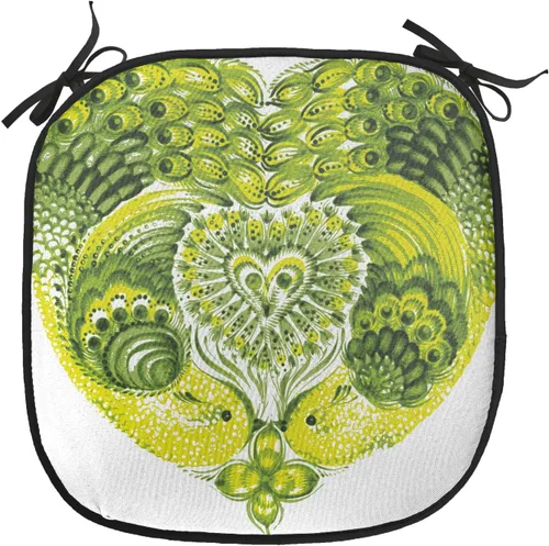 Vista 168 de Lunarable Floral Chair Cushion Pad, Flower Petal with Oriental Detail Culture Design, Seat Padding for Kitchen & Patio with Anti-Slip Backing