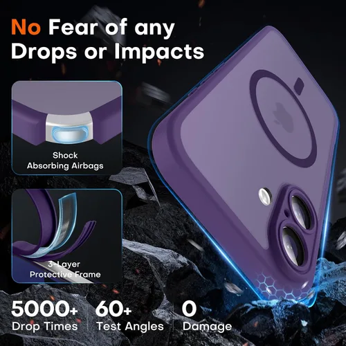 Vista 656 de TOCOL Funda para iPhone 11, compatible con Magsafe, protección completa de cámara, imanes integrados, protección contra caídas, funda translúcida