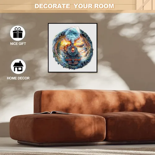 Vista 5 de Rompecabezas de madera para adultos – Tren de vapor visual 3D cuando esté terminado – Regalo único para los amantes de los rompecabezas
