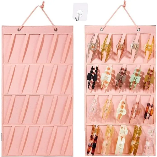 Vista 6 de Soporte organizador de clip de garra para mujeres y niñas, soporte de almacenamiento de clip para el cabello colgante para pared, puerta, armario