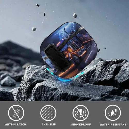 Vista 6 de Truck Thunder - Funda divertida compatible con AirPods 4 con bloqueo automático