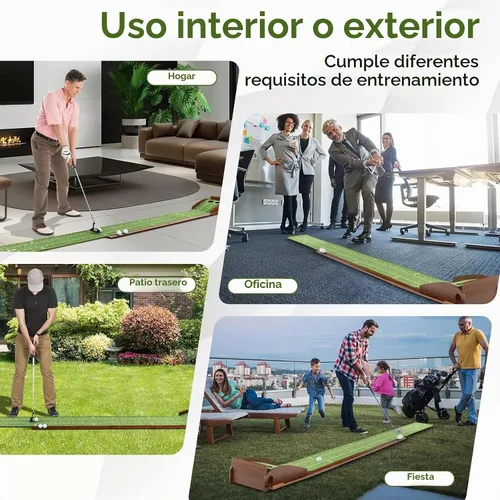 Vista 6 de Alfombrilla de golf para interiores con putter y 5 bolas, juego de devolución automática de bolas, terciopelo mate para el hogar, oficina, patio