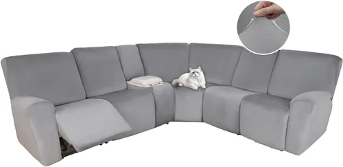 Vista 26 de HDCAXKJ Fundas de sofá seccional reclinable de terciopelo, cubierta de sofá seccional en forma de L, lavable, elástica, suave, para rincón