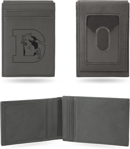 Vista 29 de Rico Industries - Cartera de bolsillo frontal con grabado láser NFL de fútbol, gris, compacta/cómoda/delgada