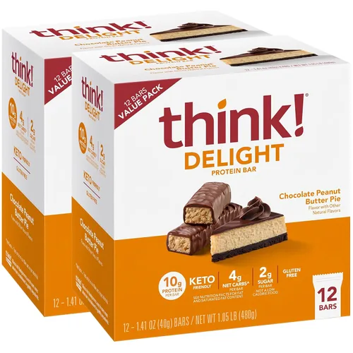 Vista 8 de think! Delight Barras de proteínas, bajas en carbohidratos, sin gluten, pastel de mousse de chocolate, 10 unidades (el embalaje puede variar)