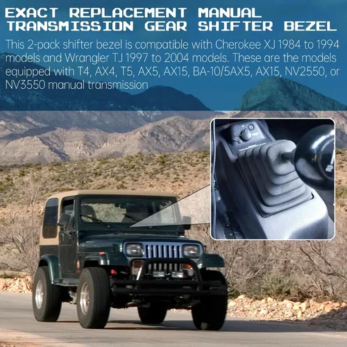 Vista 3 de TonGass Paquete de 2 biseles de cambio de transmisión manual compatibles con Jeep Cherokee/Wrangler, color negro