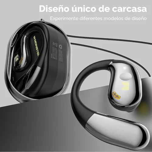 Vista 2 de Monster Open Ear AC360, auricular inalámbrico Bluetooth giratorio, con cordón, Bluetooth 6.0 mejorado, control táctil, batería de larga duración