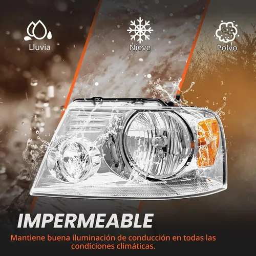 Vista 6 de Para faros delanteros Ford F150 2004-2008 Carcasa cromada Reflector ámbar de carcasa A-Chrome
