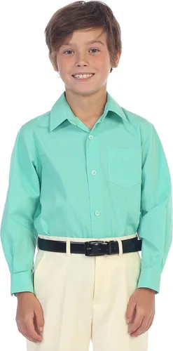 Vista 2 de Gioberti - Camisa de vestir manga larga lisa para niño