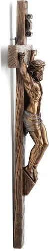Vista 3 de Veronese Design 10 pulgadas Jesús en crucifijo Escultura de la pared del final del bronce antiguo de la resina del molde frío