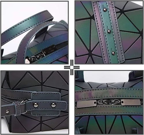 Vista 7 de Bolsos de mano para mujer, geométricos, luminosos, bolsos de mano con asa superior