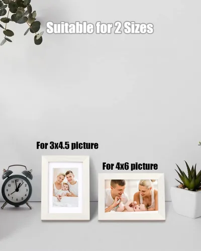 Vista 5 de Egofine - Portarretratos de 4 x 6 pulgadas, de madera maciza con plexiglás, para fotos de 3.5 x 5 con paspartú o de 4 x 6 sin paspartú, para colocar