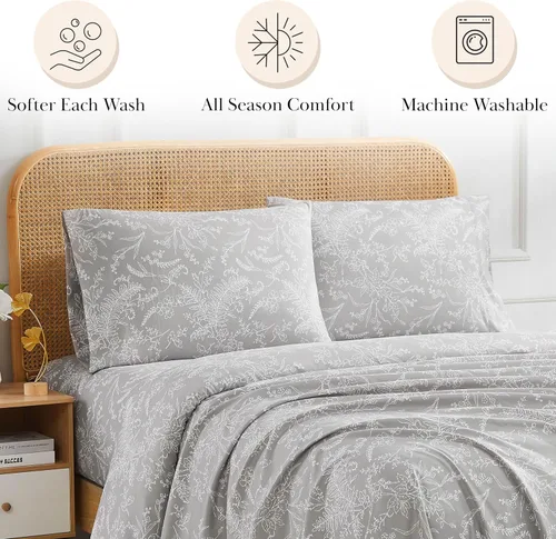 Vista 77 de Southshore Fine Living, Inc. Colección Winter Brush, juego de sábanas de 3 piezas para cama individual, sábana bajera con bolsillo profundo de 14