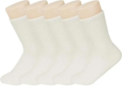 Vista 6 de 5 Pairs Womens Fuzzy Socks Soft Winter Warm Solid Socks for Ladies Café