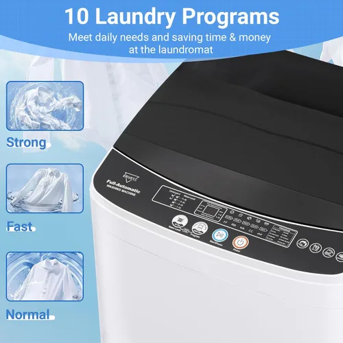 Vista 3 de Juego combinado compacto de lavadora y secadora, lavadora completamente automática de 2.0 pies cúbicos con 10 programas de lavado y secadora
