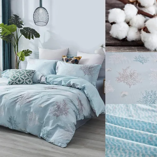 Vista 7 de Brandream Juego de ropa de cama de playa costera de 6 piezas, 100% algodón, juego de funda de edredón náutica, juego de cama tamaño King