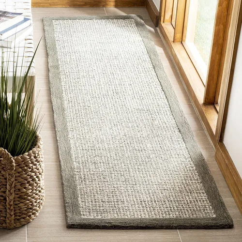 Vista 11 de SAFAVIEH Abstract Collection - Alfombra decorativa, 2 x 3 pies, marrón y marfil, lana hecha a mano, ideal para zonas de alto tráfico en entrada