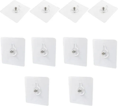 Vista 2 de Hitefu 10 ganchos autoadhesivos sin clavos, ganchos de pared resistentes para colgar, adhesivos sin tornillos para montaje en pared, ganchos