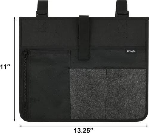 Vista 2 de Cosmos Organizador lateral para reposabrazos, organizador de mesita de noche, litera, bolsa de almacenamiento para silla de ruedas, bolsa