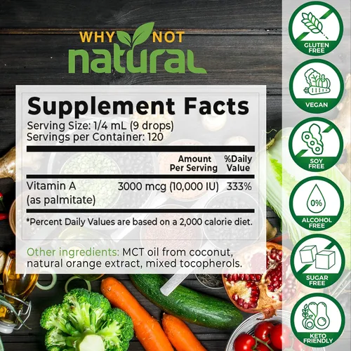 Vista 2 de Why Not Natural Gotas orgánicas de vitamina B12 y vitamina A líquida