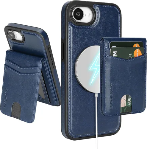 Vista 115 de SkyEagle - Funda tipo cartera compatible con MagSafe para iPhone 11, color negro Detachable Magnetic Credit Card Holder,RFID Blocking,PU