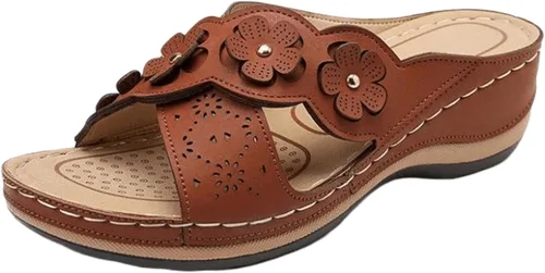 Vista 153 de Ladmiple Sandalias ortopédicas florales de moda 2023 con soporte de arco, zapatillas romanas casuales con puntera abierta