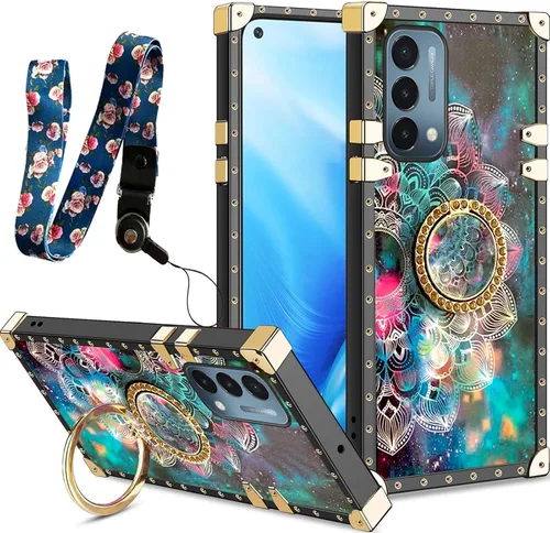 Vista 16 de nancheng Funda cuadrada para LG Stylo 5: Funda de teléfono con patrón de moda para niñas y mujeres con correa de soporte de anillo Funda protectora