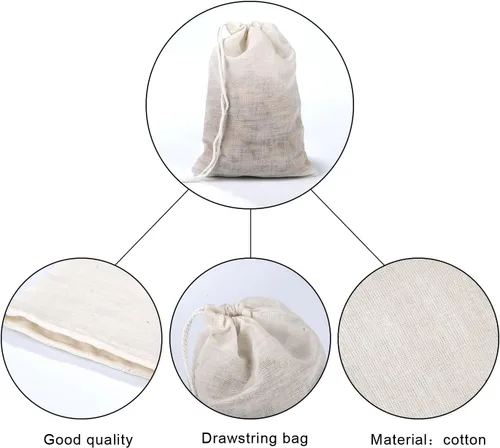 Vista 4 de Pangda 100 bolsas de muselina de algodón con cordón de 4 x 6 pulgadas, lona de muselina de lino, bolsa de regalo de joyería para fiestas