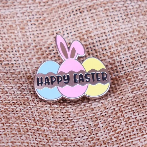Vista 4 de Broche de rosa para mujer, pasador esmaltado de Pascua con diseño de conejito de huevos de Pascua, bonita decoración de dibujos animados, joyería